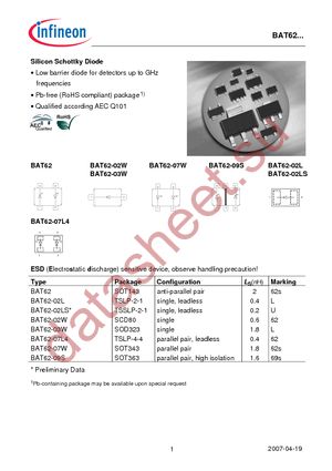 BAT 62-02L E6327 datasheet  